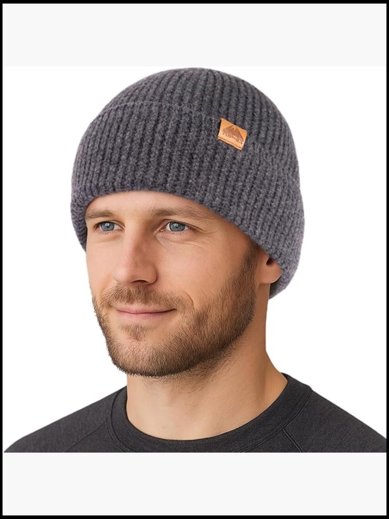 100% Merino Wool Beanie Hat For Large Heads - Unisex Warm Soft Knit Winter Hat